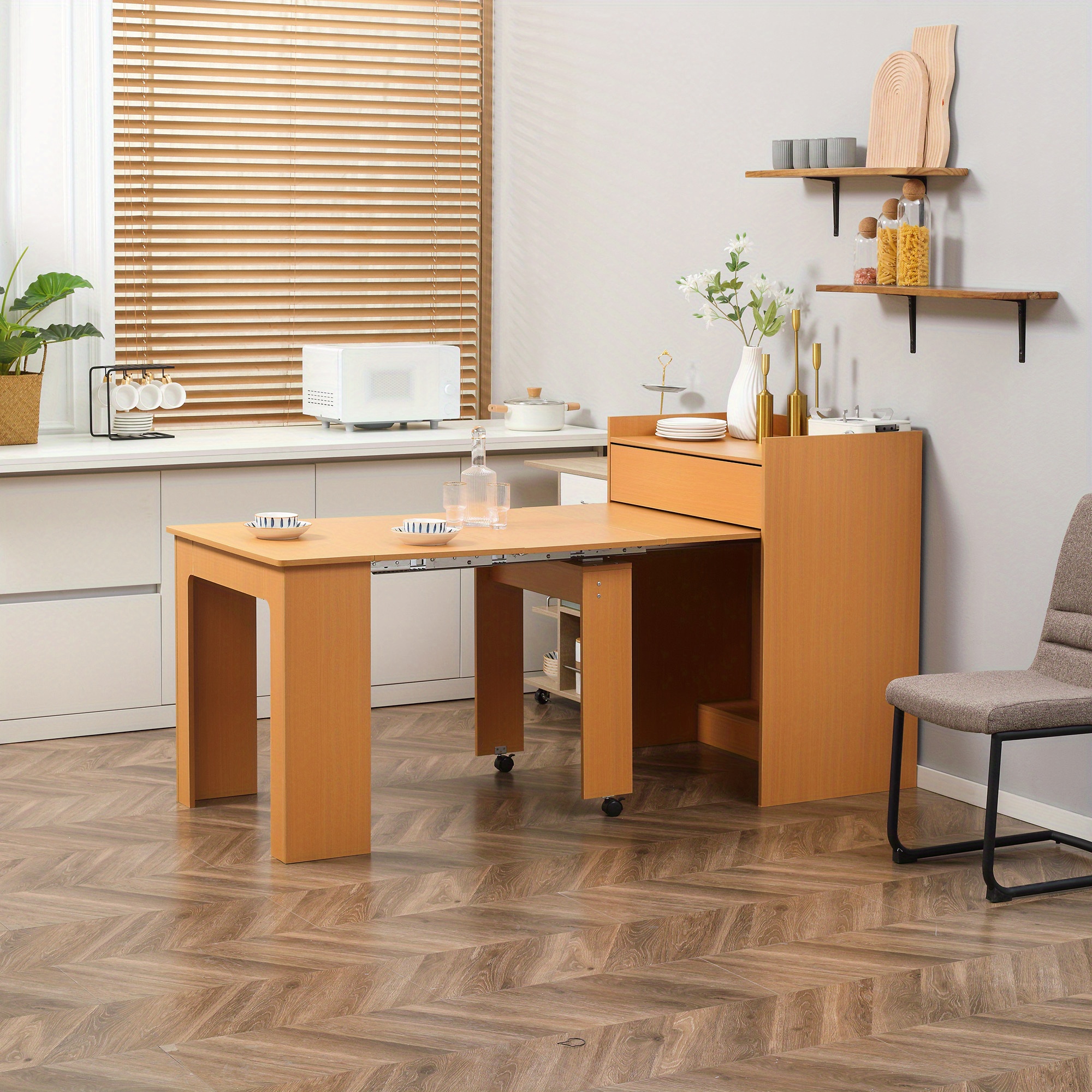 Table pliante gain de place extensible en bois pour petits espaces