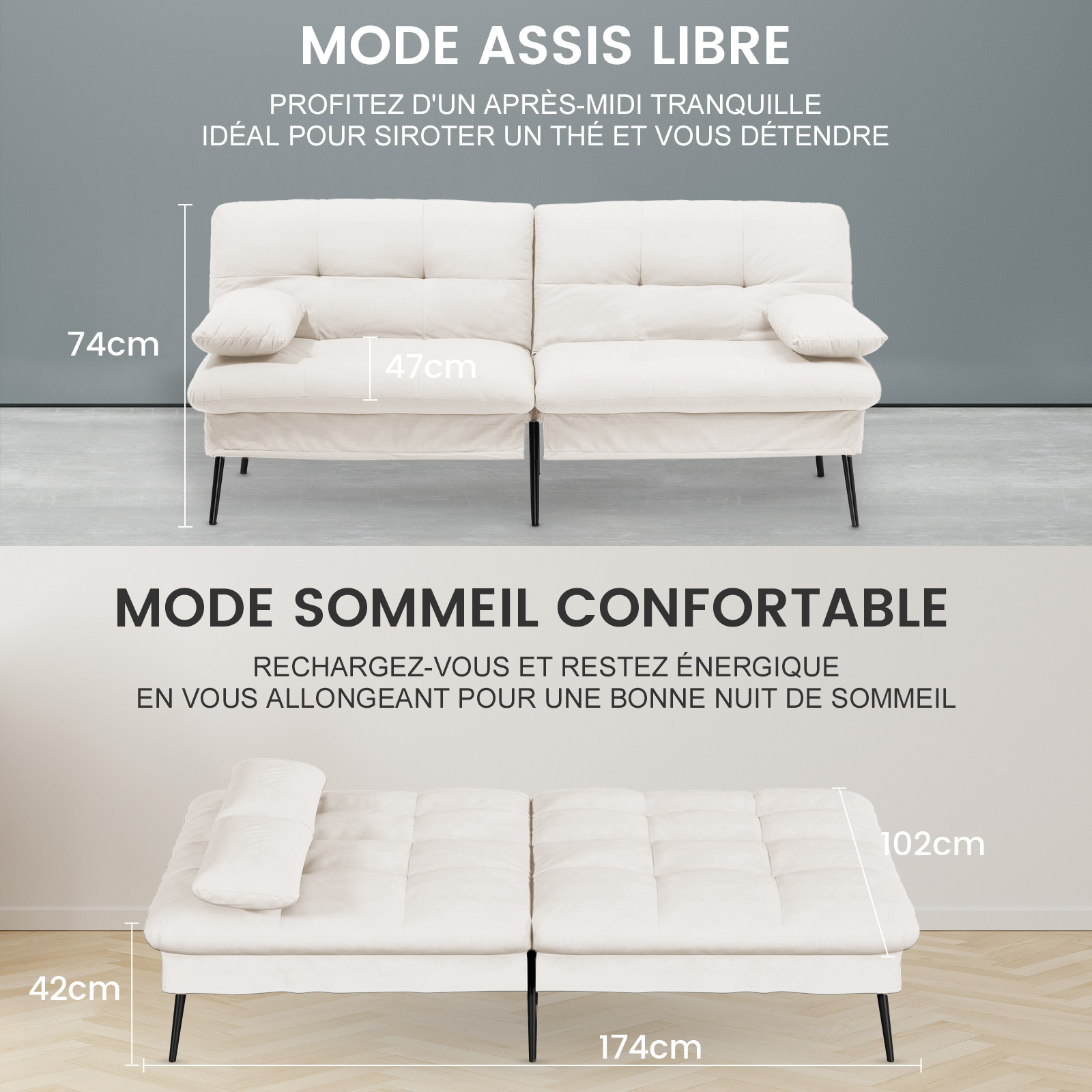 Canapé-lit 3 places convertible