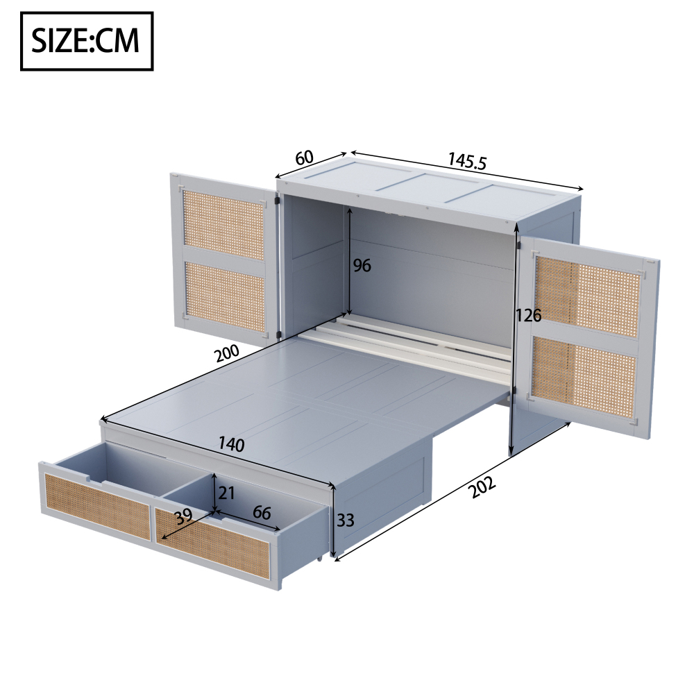 Lit escamotable armoire 140x200