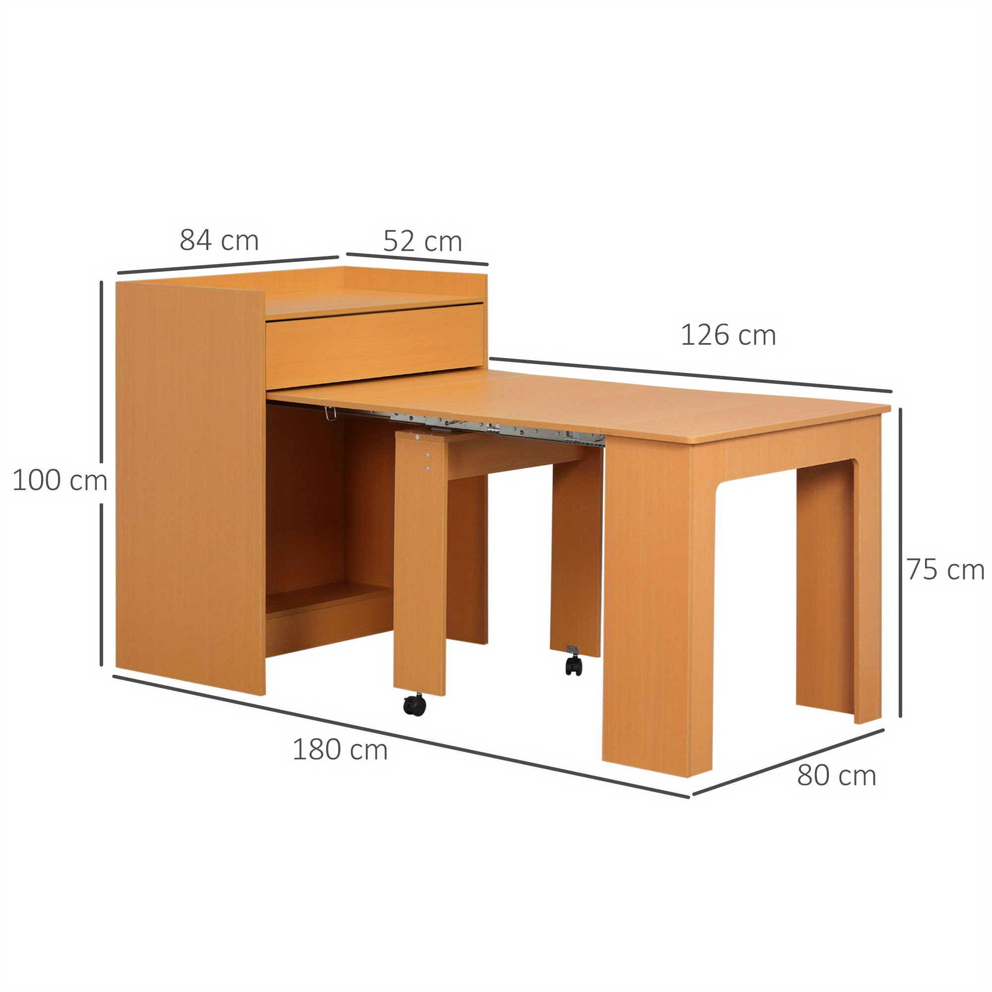 Table pliante gain de place extensible en bois pour petits espaces