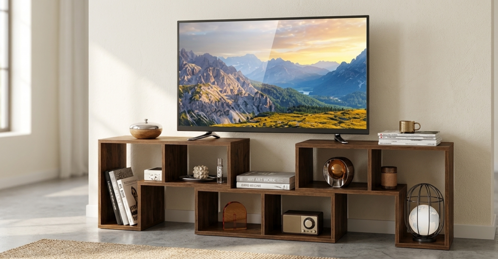 Meuble TV modulable en bois brun élégant