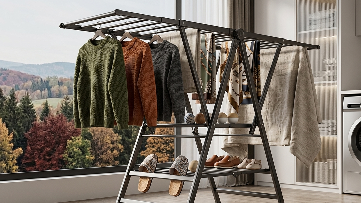 Étendoir gain de place extensible solution pratique maison