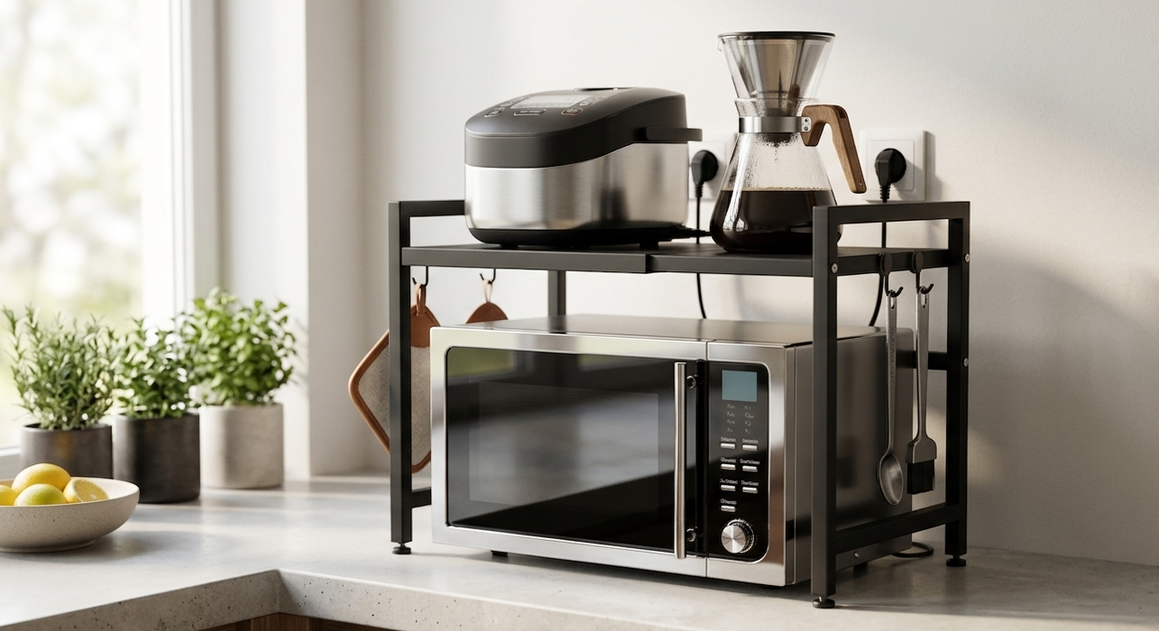 Support micro-ondes extensible noir