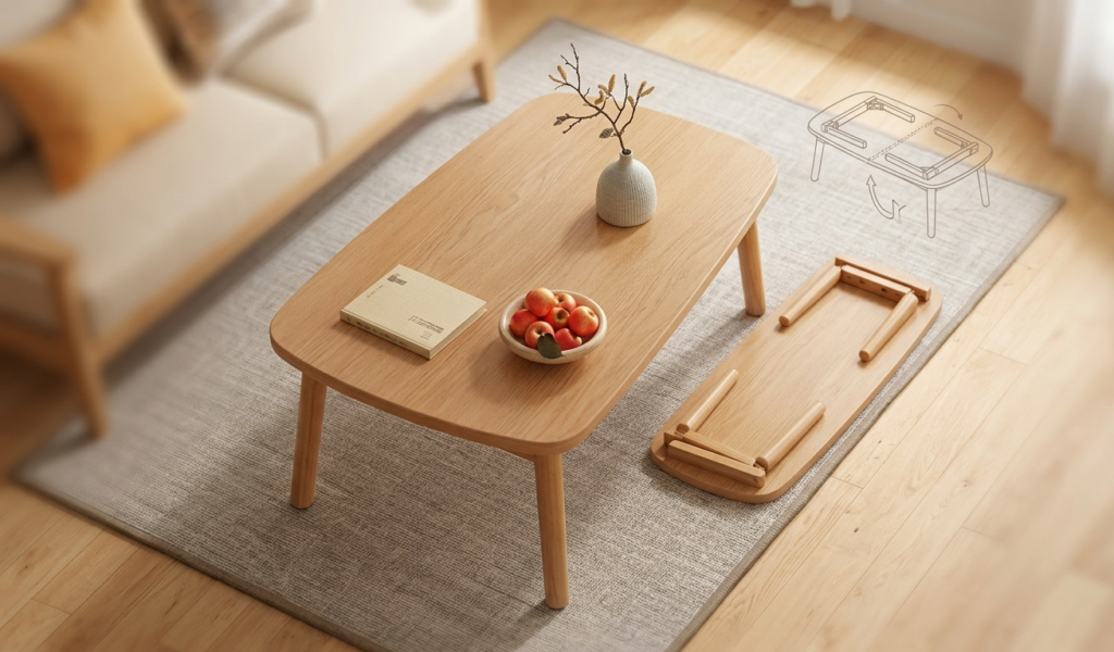 Table basse en bois pliable pour salon moderne.