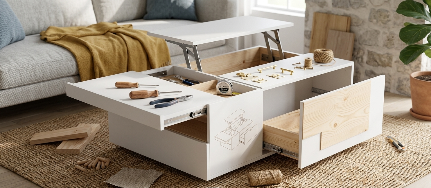 Table basse relevable multifonction : guide complet salon moderne