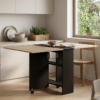 Table de cuisine pliable en bois et noir.