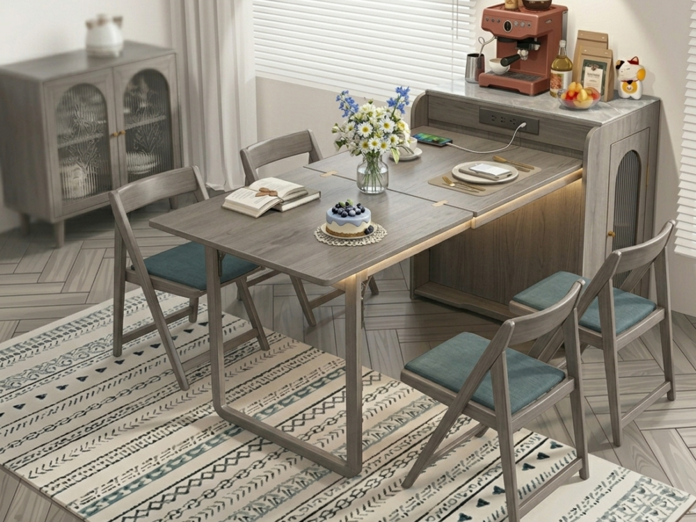 Table de cuisine pliante avec rangement intégré