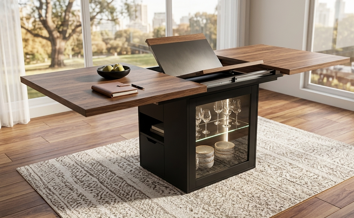 Table à manger extensible avec rangement gain de place