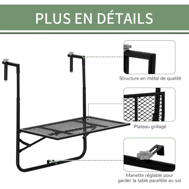 Table pliante suspendable pour balcon