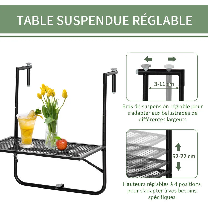 Table pliante suspendable pour balcon