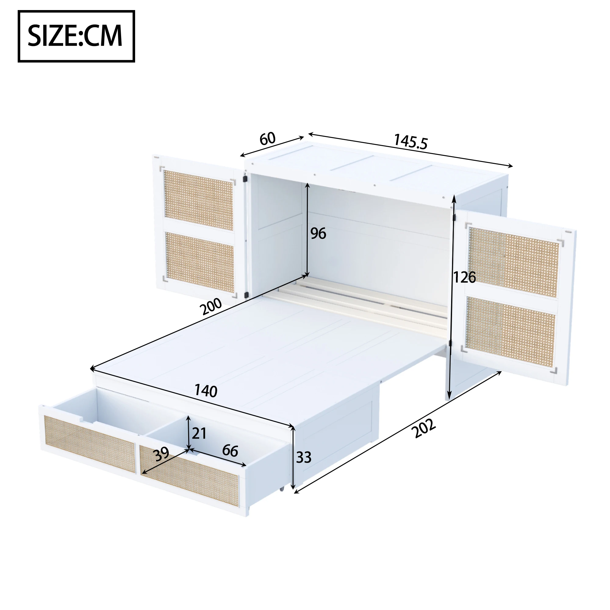 Lit escamotable armoire 140x200
