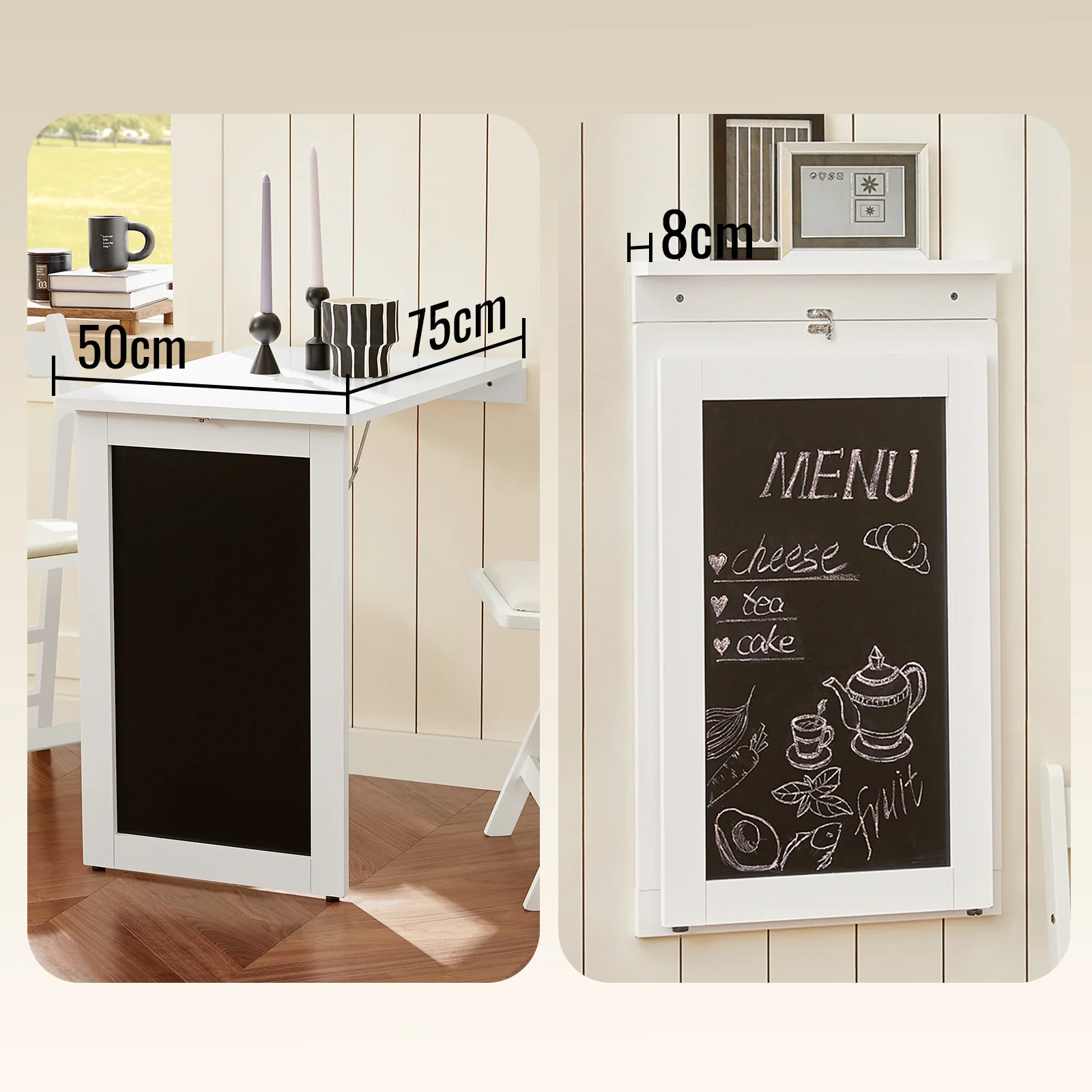Table murale pliable blanche