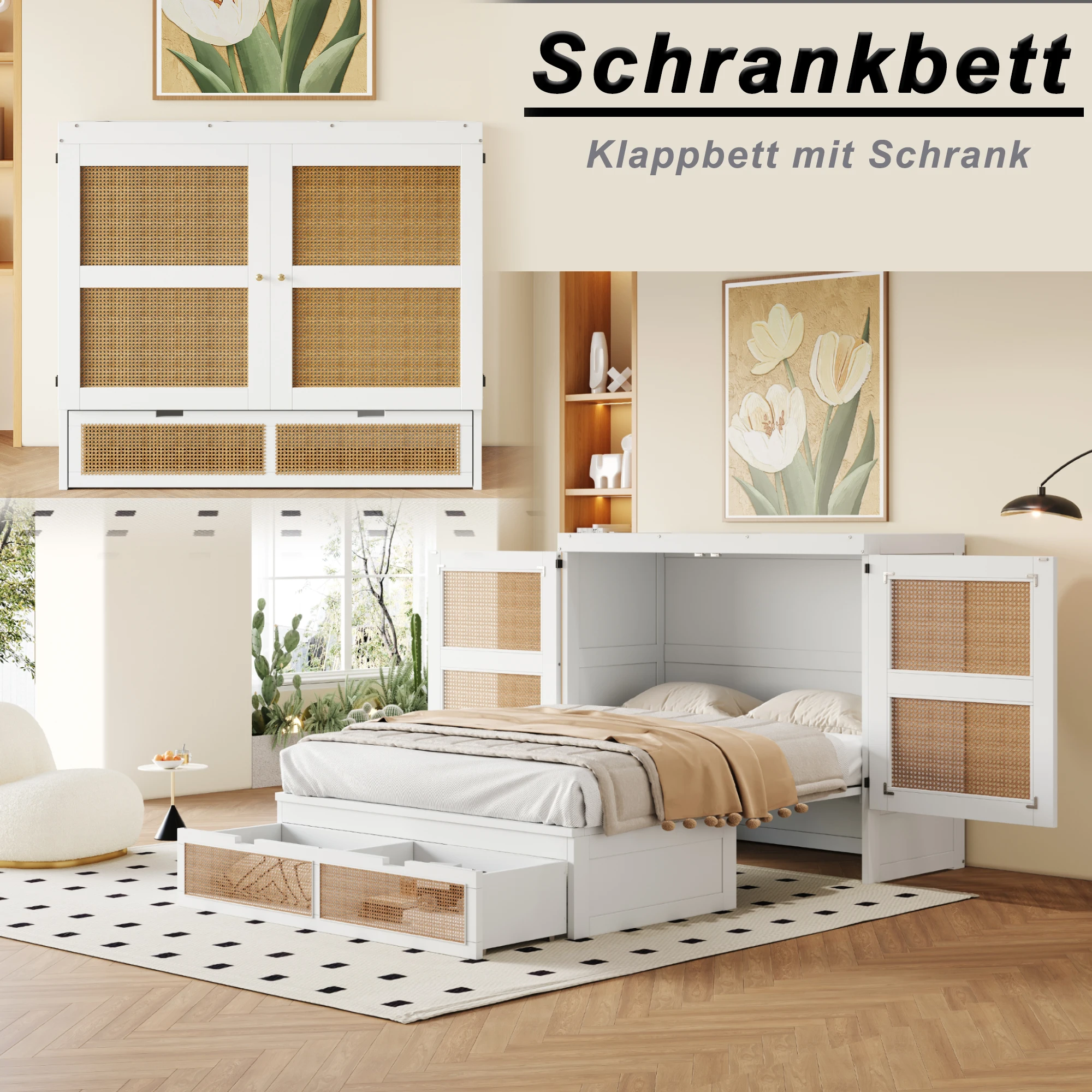 Lit escamotable armoire 140x200