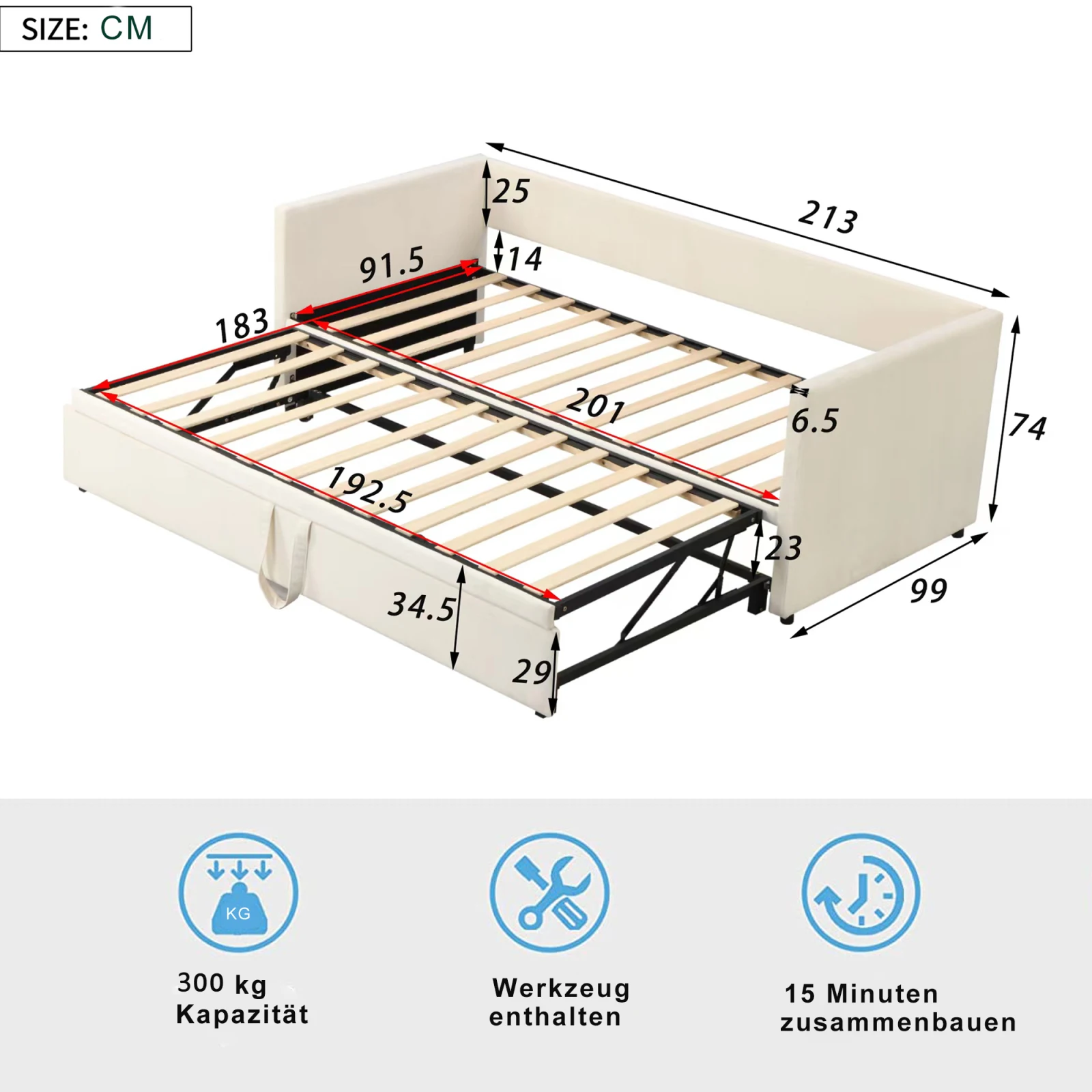 Canapé-lit 2 en 1 pliable extensible
