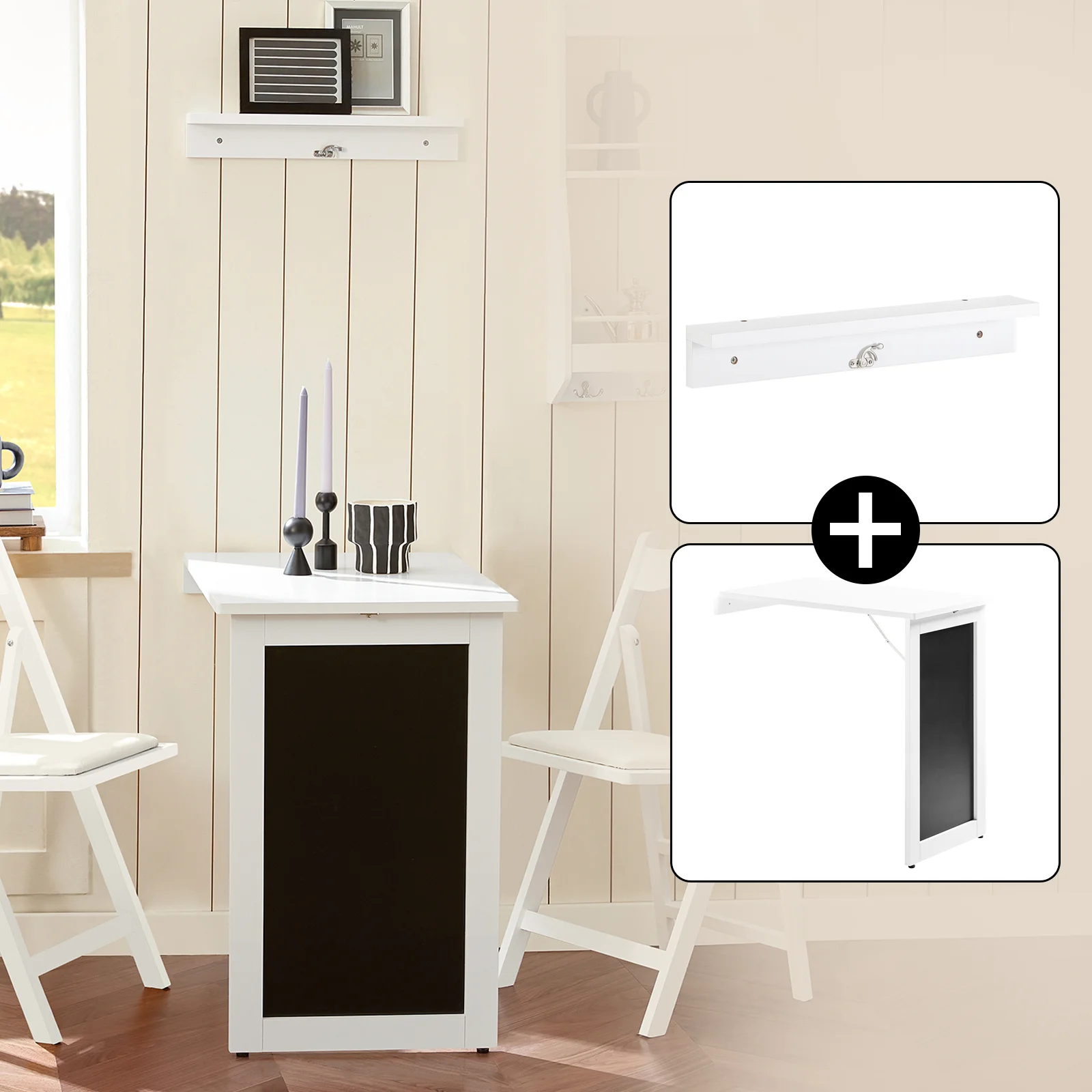 Table murale pliable blanche