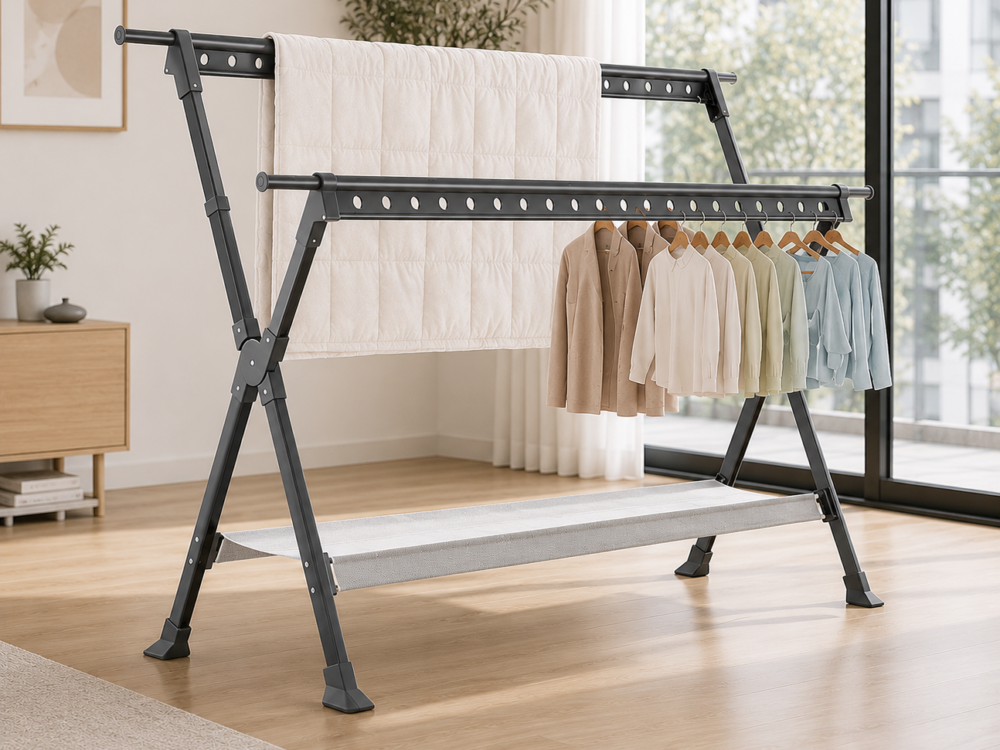 Étendoir gain de place extensible : optimiser le séchage du linge