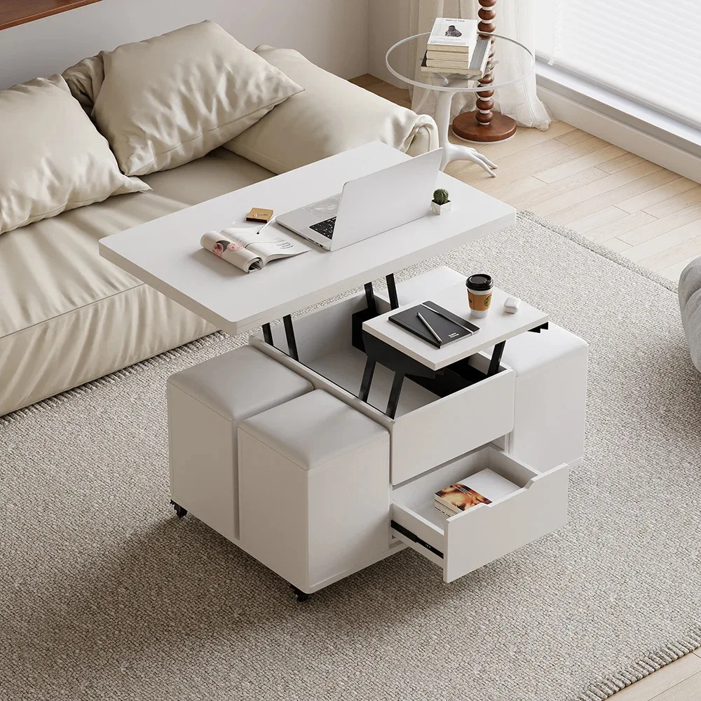 Table basse relevable multifonction 4 en 1