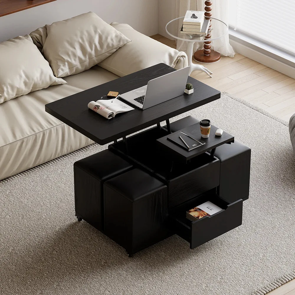 Table basse relevable multifonction 4 en 1