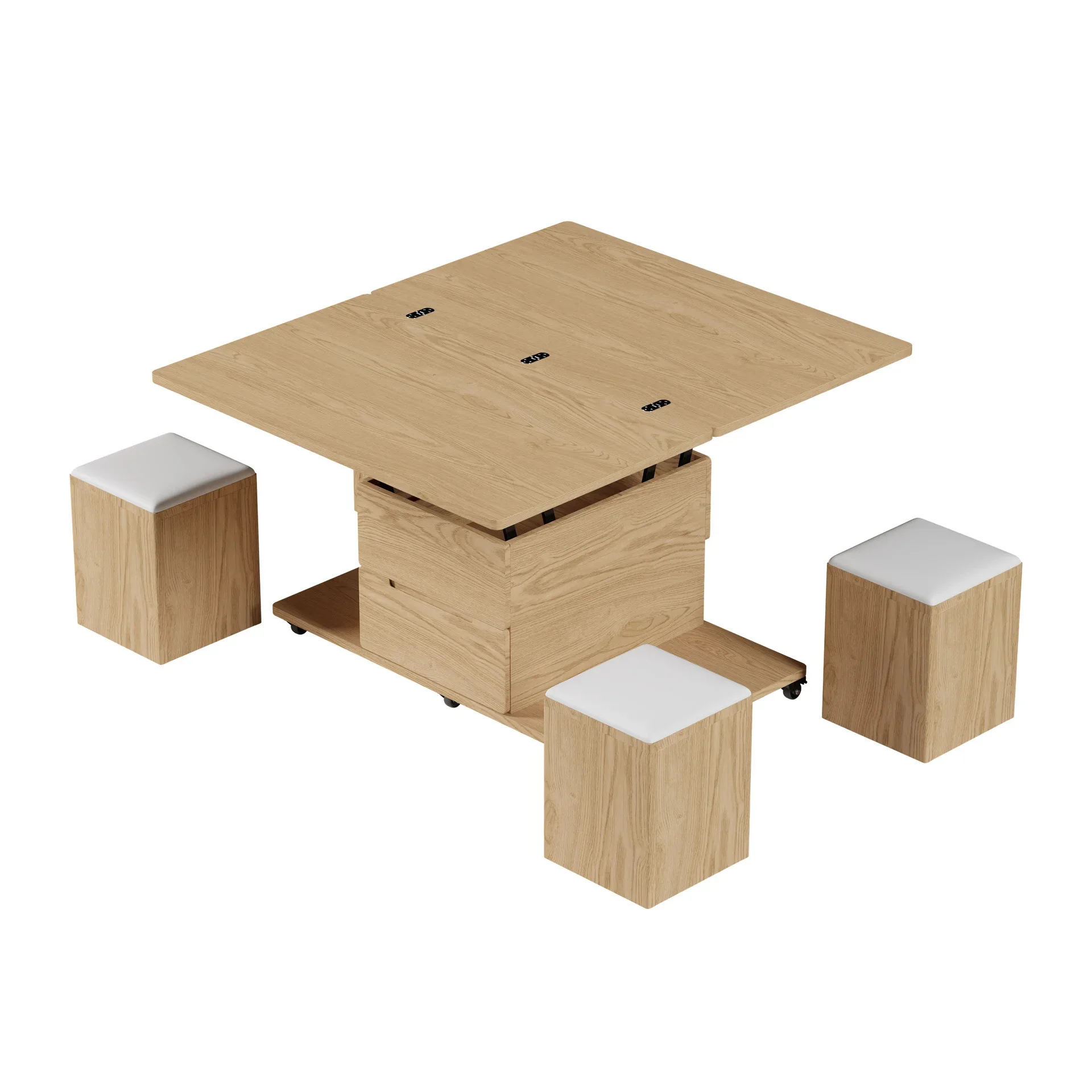 Table basse relevable multifonction 4 en 1